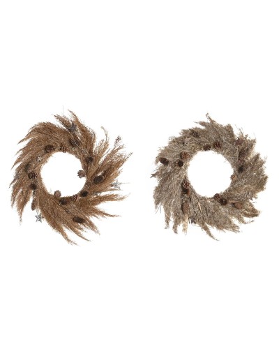 Corona de Navidad DKD Home Decor Flor (2 Unidades) (60 x 5 x 60 cm)