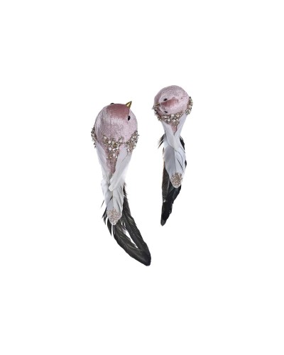 Adorno Navideño DKD Home Decor Poliéster Pájaro (25 x 8 x 8 cm) (2 Unidades)