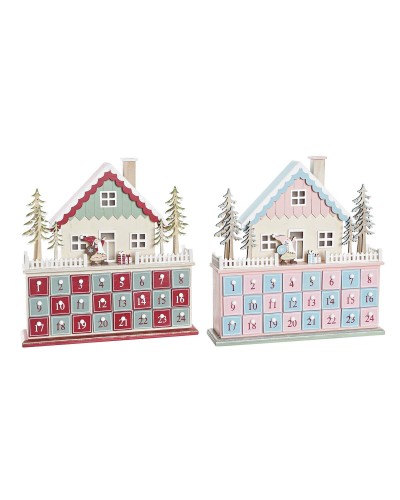 Calendario dell'Avvento DKD Home Decor Legno Casa (32 x 8 x 33 cm) (2 Unità)