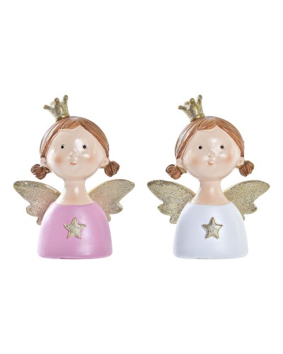 Decorazione Natalizia DKD Home Decor Resina Angelo (9 x 5 x 12 cm) (2 Unità)