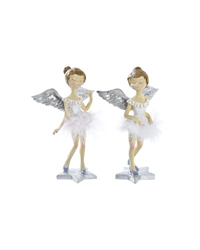 Decorazione Natalizia DKD Home Decor Resina Angelo (11 x 9 x 17 cm) (2 Unità)