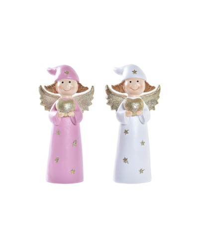 Decorazione Natalizia DKD Home Decor Porcellana Angelo (7 x 5 x 14 cm) (2 Unità)