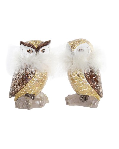 Decorazione Natalizia DKD Home Decor Gufo Resina (7,5 x 7,5 x 14 cm) (2 Unità)