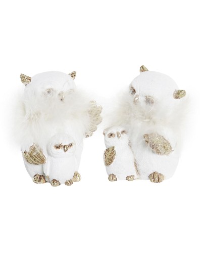 Decorazione Natalizia DKD Home Decor Gufo Resina (7,5 x 7 x 10 cm) (2 Unità)