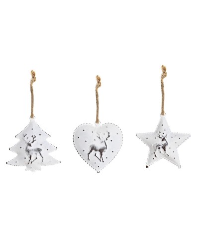 Set Adornos de Navidad DKD Home Decor Metal (12 x 12 x 3 cm) (3 Unidades)