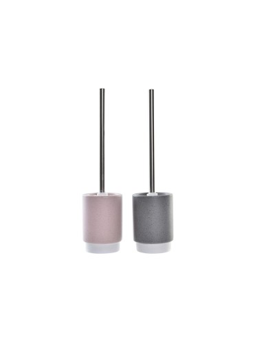 Escobilla para el Baño DKD Home Decor Gris Rosa Plateado Rosa claro Metal Aluminio Dolomita Urbano 9,8 x 9,8 x 39 cm (2 Unidad