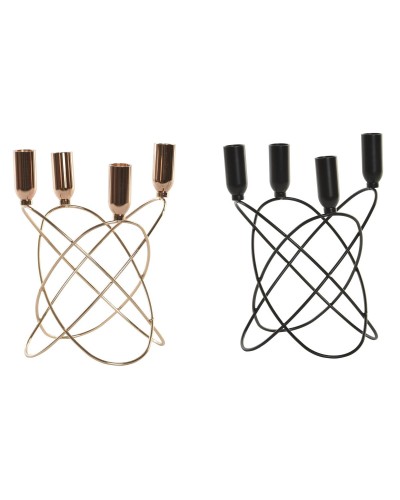 Candelabro DKD Home Decor Nero Dorato Metallo Moderno 20 x 20 x 23 cm (2 Unità)