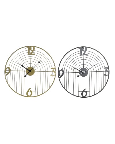 Reloj de Pared DKD Home Decor Negro Dorado Metal Moderno 45 x 3 x 45 cm (2 Unidades)