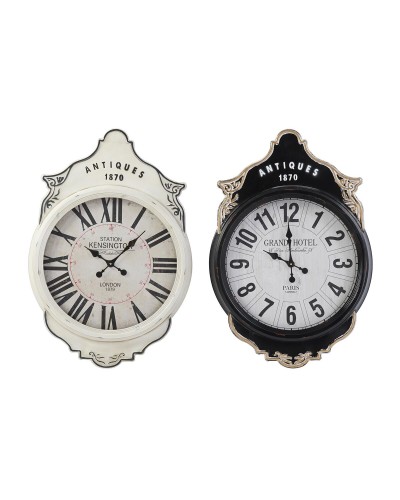 Orologio da Parete DKD Home Decor Bianco Nero Cristallo Ferro 61 x 6 x 89 cm (2 Unità)