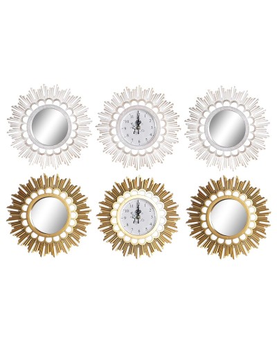 Reloj de Pared DKD Home Decor Espejo PP (25 x 2,5 x 25 cm) (2 Unidades)