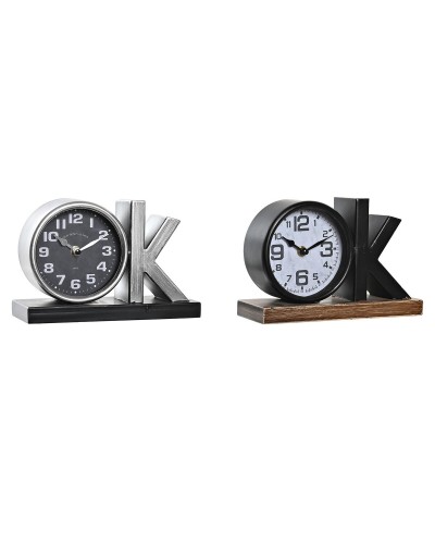 Orologio da Tavolo DKD Home Decor Nero Argentato (2 Unità)
