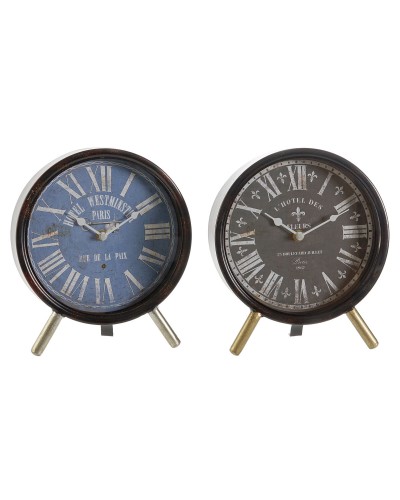 Orologio da Tavolo DKD Home Decor Azzurro Nero Vintage (2 Unità)