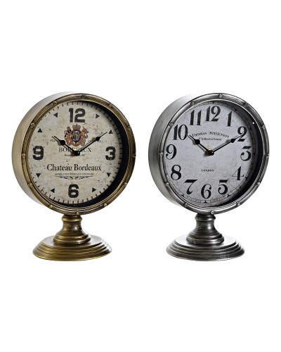 Reloj de Mesa DKD Home Decor Dorado Plateado Vintage (2 Unidades)