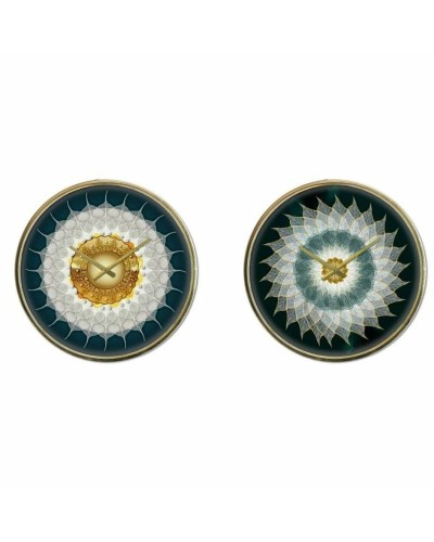 Orologio da Parete DKD Home Decor Cristallo Dorato Turchese Ferro Moderno (2 Unità) (40 x 6 x 40 cm)