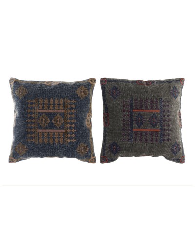 Cuscino DKD Home Decor Azzurro Arancio Arabo 50 x 10 x 50 cm (2 Unità)