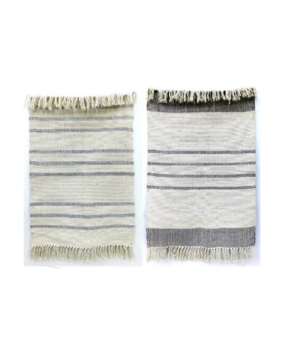 Tappeto DKD Home Decor 200 x 290 x 0,75 cm Grigio Poliestere Bianco Frange Boho (2 Unità)