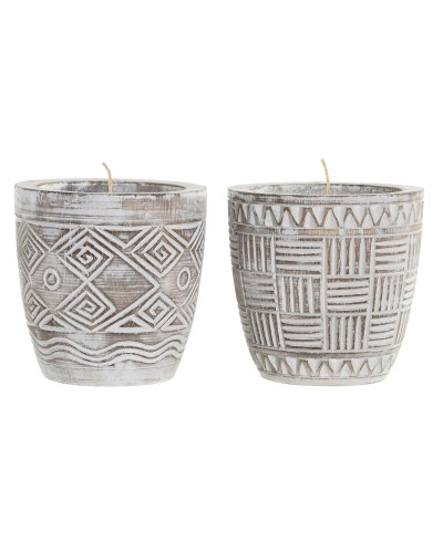 Candela DKD Home Decor Legno Cera (2 Unità)