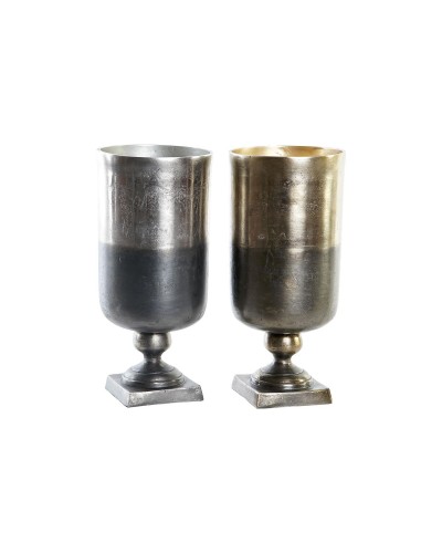 Vaso DKD Home Decor Bicolore Alluminio Moderno 15 x 15 x 33 cm (2 Unità)