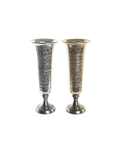 Vaso DKD Home Decor 20 x 20 x 51 cm Argentato Dorato Alluminio Moderno (2 Unità)