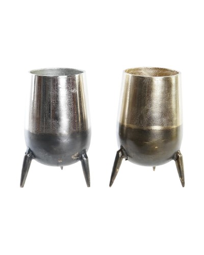 Vaso DKD Home Decor 15,5 x 15,5 x 26 cm Argentato Dorato Alluminio Moderno (2 Unità)
