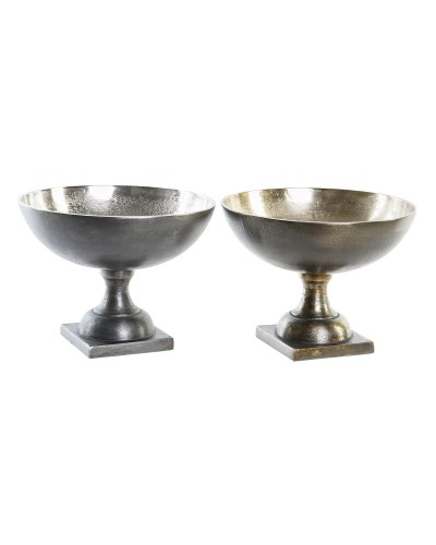 Centro de Mesa DKD Home Decor 25 x 25 x 19 cm Plateado Dorado Moderno (2 Unidades)