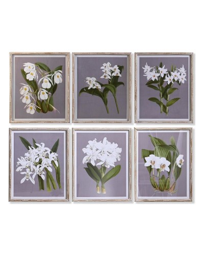 Quadro DKD Home Decor Abete Cristallo 50 x 60 x 2,8 cm 50 x 2,8 x 60 cm Fiori (6 Pezzi)