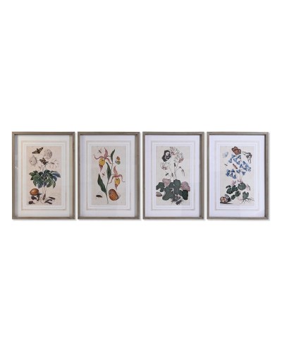 Cuadro DKD Home Decor Abeto Cristal 50 x 65 x 2,5 cm 50 x 2,5 x 65 cm 50 x 2,5 x 70 cm Flores (4 Piezas)