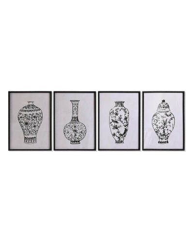 Quadro DKD Home Decor Abete Cristallo Vaso (50 x 70 x 2,5 cm) (4 Unità)