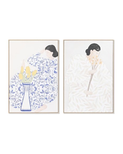 Quadro DKD Home Decor 80 x 4 x 120 cm Fiori Scandinavo (2 Unità)