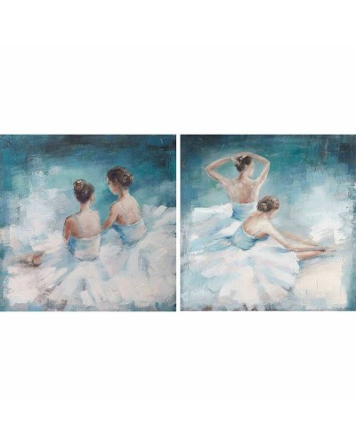 Quadro DKD Home Decor 100 x 3,5 x 100 cm Ballerina Classica Romantico (2 Unità)