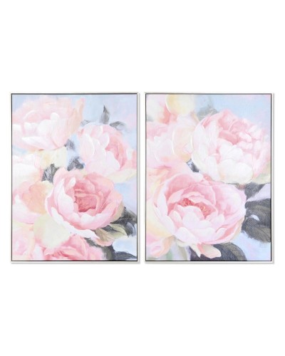 Quadro DKD Home Decor 60 x 3,5 x 80 cm 60 x 3 x 80 cm Fiori Romantico (2 Unità)