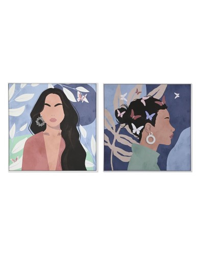 Quadro DKD Home Decor 103 x 4,5 x 103 cm Donna Scandinavo (2 Unità)