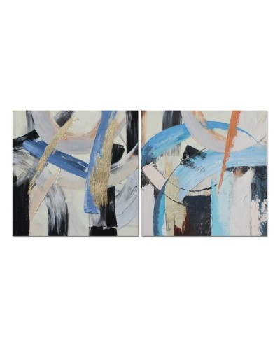 Quadro DKD Home Decor 100 x 2,5 x 100 cm 100 x 2,8 x 100 cm Astratto Moderno (2 Unità)