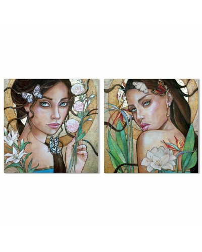 Painting DKD Home Decor Lady Tropical 80 x 3 x 80 cm (2 Units)