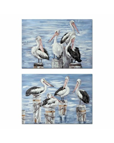 Quadro DKD Home Decor Uccello Mediterraneo (2 Unità) (100 x 3 x 70 cm)