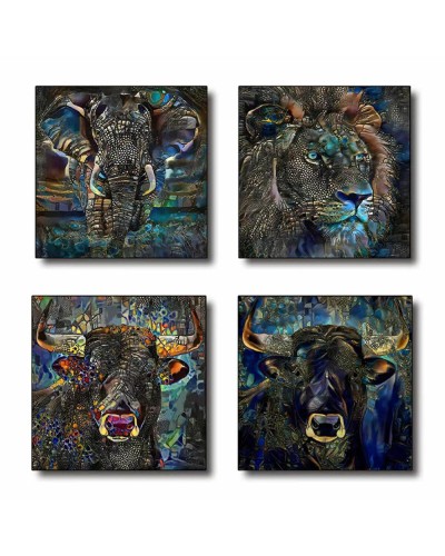 Cuadro DKD Home Decor Animales Moderno (60 x 2 x 60 cm) (4 Unidades)