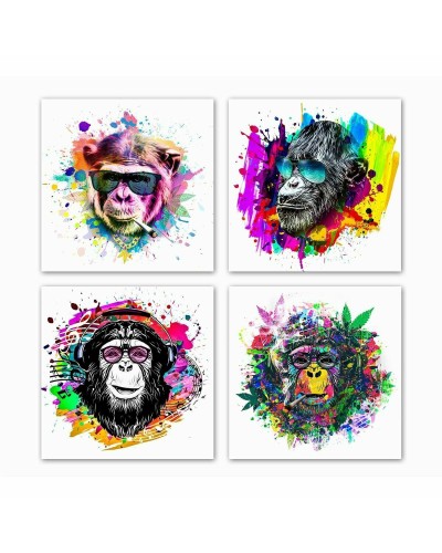 Painting DKD Home Decor Monkey Modern (50 x 1,8 x 50 cm) (4 Units)