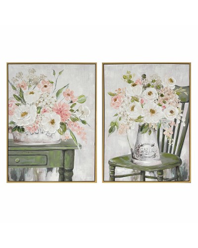 Maalaus DKD Home Decor Shabby Chic Maljakko 60 x 3,5 x 80 cm (2 osaa)