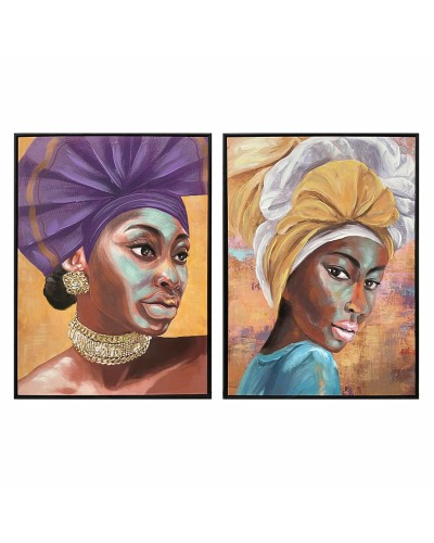 Lienzo DKD Home Decor 60 x 3,5 x 80 cm Colonial Africana (2 Unidades)