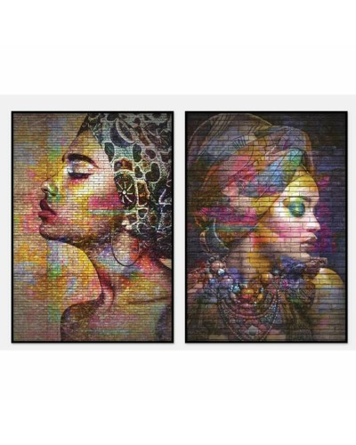 Lienzo DKD Home Decor Colonial Africana (40 x 3,5 x 55 cm) (2 Unidades)