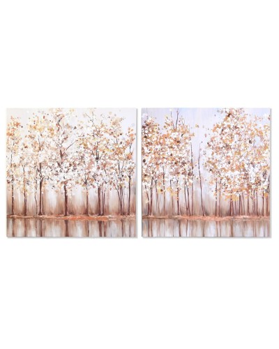 Toile DKD Home Decor Arbres Traditionnel 90 x 2 x 90 cm (2 Unités)