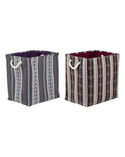 Scatola Decorativa DKD Home Decor Poliestere Indiano Gomma Eva 40 x 30 x 40 cm (2 Unità)