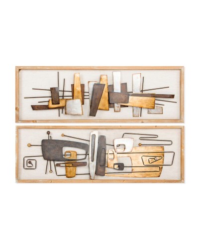 Decoración de Pared DKD Home Decor 120 x 40 x 5,5 cm Abstracto Natural Dorado Multicolor Moderno (2 Unidades)