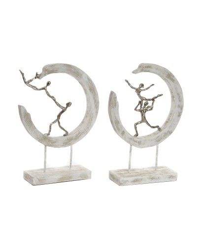 Prydnadsfigur DKD Home Decor 32,5 x 10 x 47 cm Silvrig Vit Balettdansare Modern Avskalad (2 antal)