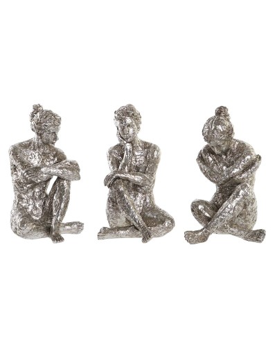 Decoratieve figuren DKD Home Decor 17 x 15 x 26 cm Vrouw Zilverkleurig (3 Stuks)