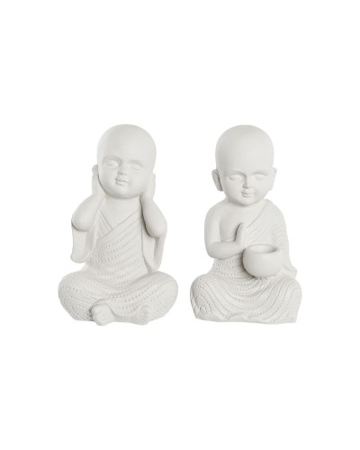 Figurine Décorative DKD Home Decor 25,5 x 19 x 39 cm Blanc Moine Oriental (2 Unités)