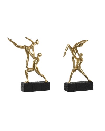Figurine Décorative DKD Home Decor 21 x 5,5 x 25,5 cm Noir Doré Gymnaste (2 Unités)