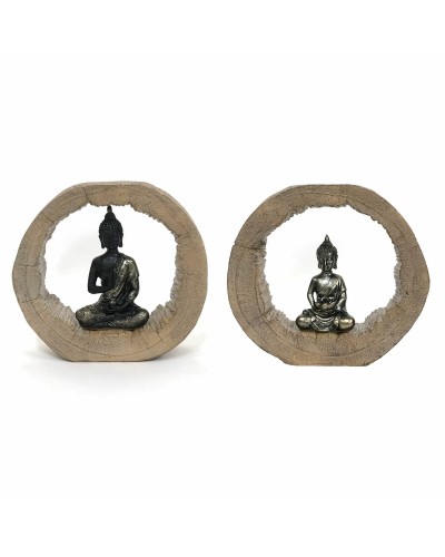Deko-Figur DKD Home Decor Schwarz natürlich Buddha 20,5 x 6 x 18,5 cm (2 Stück)