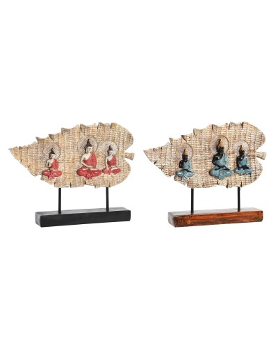 Figura Decorativa DKD Home Decor 38 x 6 x 29,5 cm Rojo Buda Verde Oriental (2 Unidades)