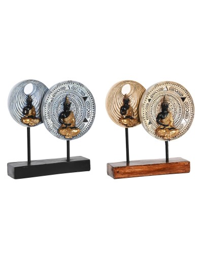 Decoratieve figuren DKD Home Decor 25 x 6,7 x 25,6 cm Beige Blauw Boeddha Orientaals (2 Stuks)